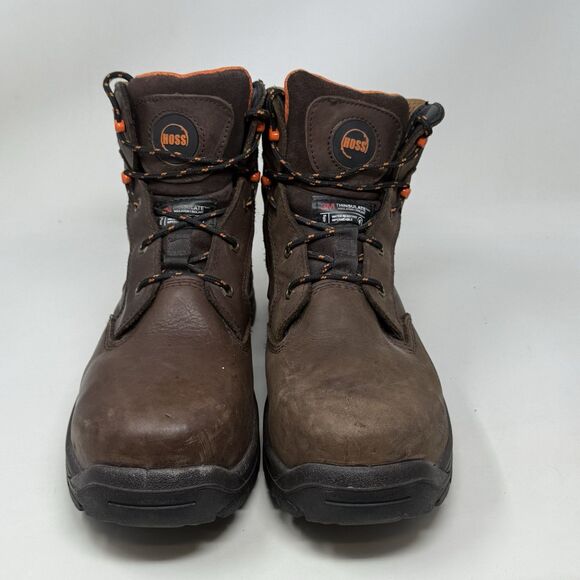 HOSS Hudson Composite Toe Work Boots Mens 9 Brown Leather Insulated Waterproof - Picture 6 of 16